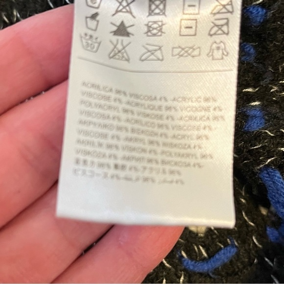 SILVIAN HEACH Crewneck Sweater Boxy Oversized Knit Woven Bouclé Black White Blue - Picture 10 of 14